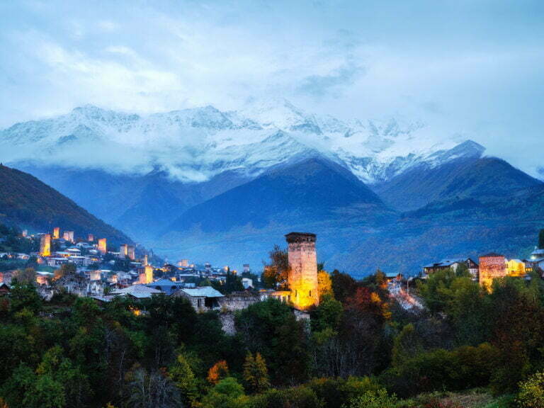The legendary Caucasus mountains of Georgia in Mestia, Svaneti