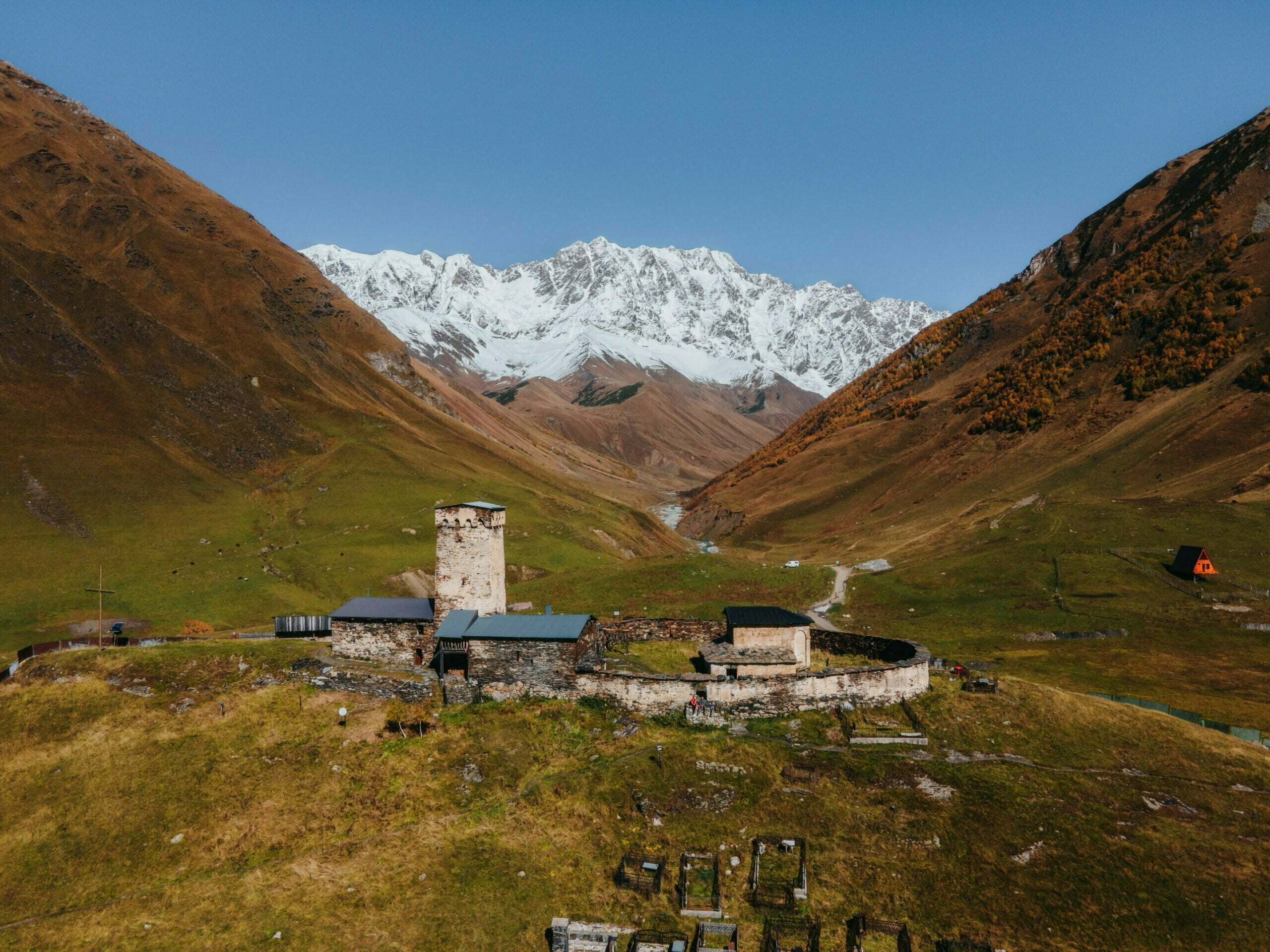 The legendary Caucasus mountains of Georgia in Ushguli, Svaneti